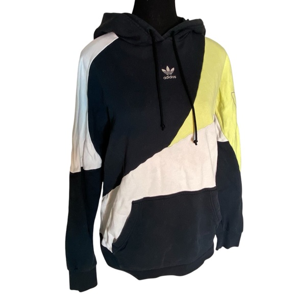 Adidas Women's Tri-Tone Hoodie - Black, White, Yellow - Picture 3 of 13